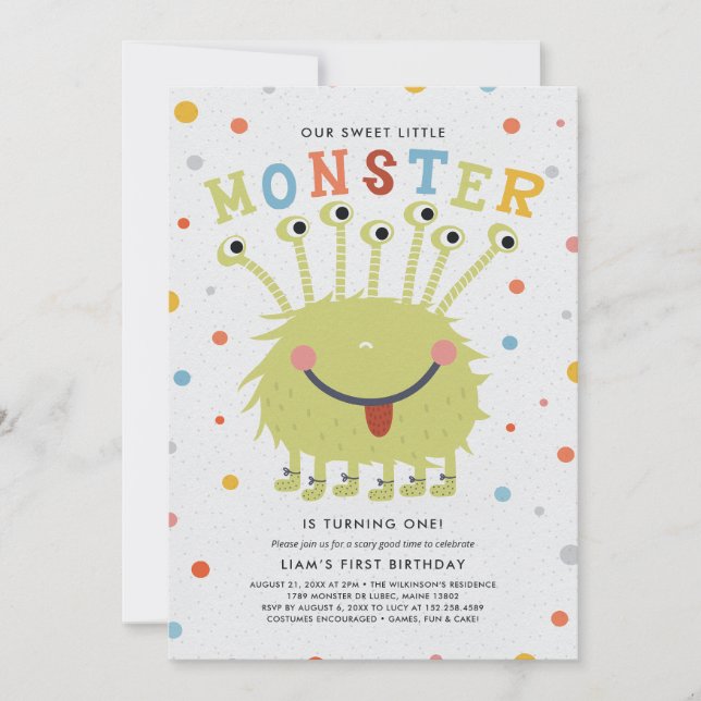 Convites Aniversário do nosso pequeno monstro (Frente)