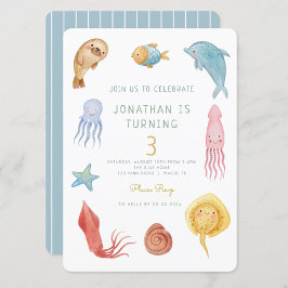 Convites Aniversário do Octopus de Cute Animal do Oceano Oc