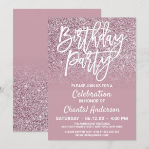 Convites Aniversário do Ombre Rosa Rosa-Rosa-Dourado Dusty