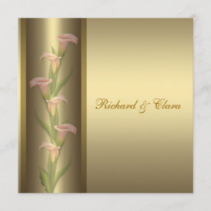 Convites Aniversário do Ouro Dourado Calla Lily 50