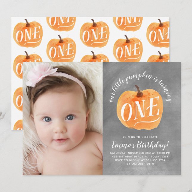 Convites Aniversário do outono da abóbora da queda do (Frente/Verso)