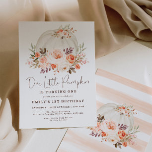 Convites Aniversário do outono do Pequeno Pumpkin Blush Pe