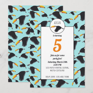 Convites Aniversário do Padrão de Pássaro Tropical de Tu