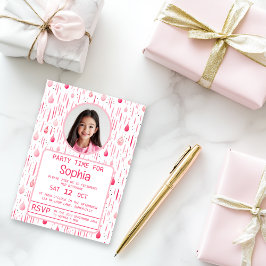 Convites Aniversário do Padrão Rosa Delicado