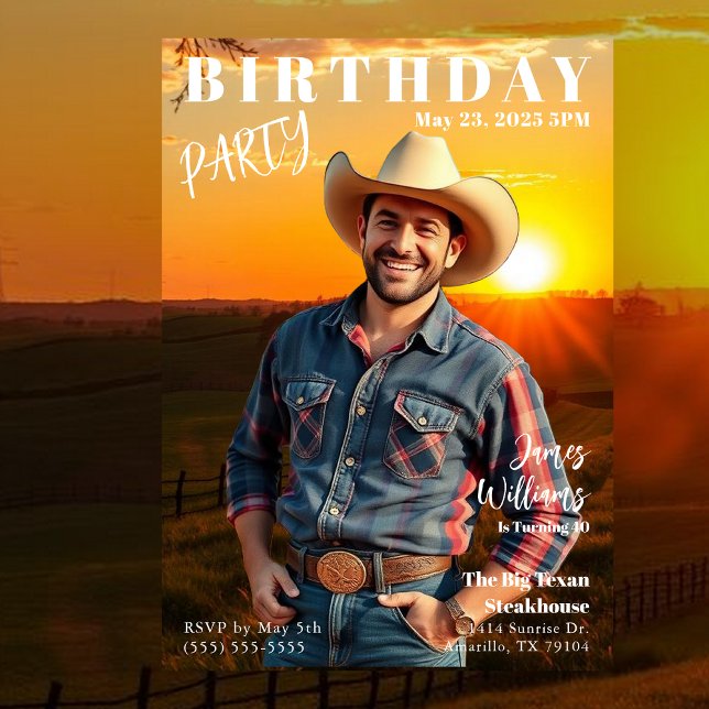 Convites Aniversário do País Cobrir da Revista (Magazine Cover Country Birthday Invitation-For Men)