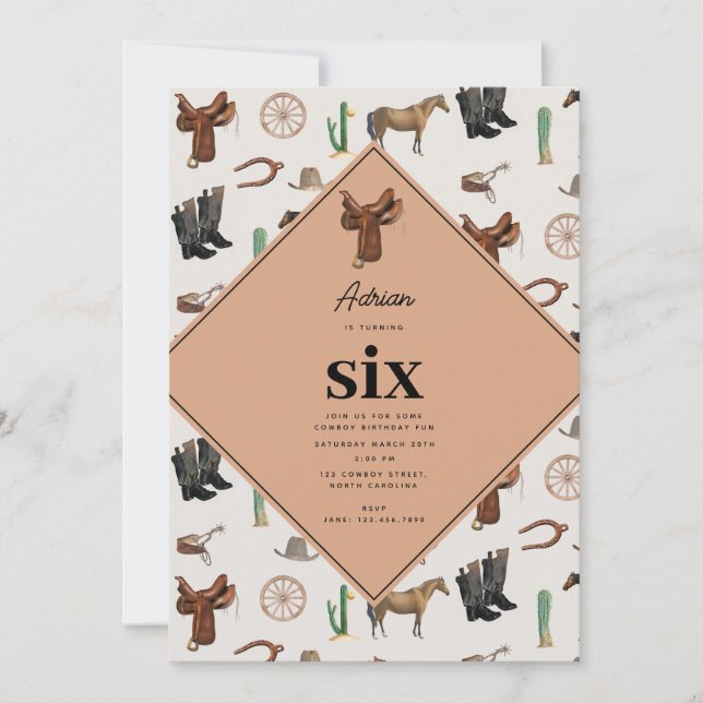 Convites Aniversário do País Rodeio Ocidental da Cowboy (Frente)
