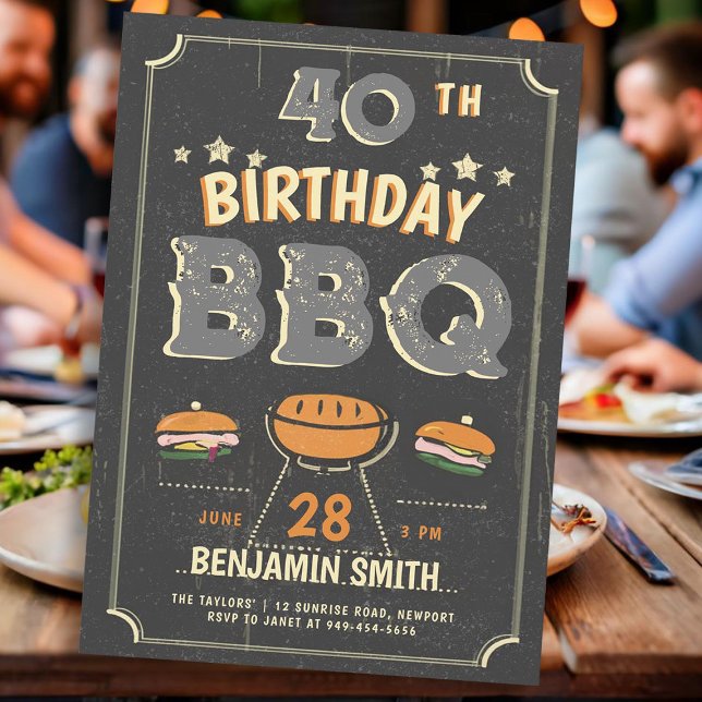 Convites Aniversário do País Russo Cowboy do Partido do CHU (mens birthday party ideas backyard bbq barbeque rustic vintage blackboard country invitation)