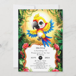 Convites Aniversário do Papagaio de Aquarela Magnética