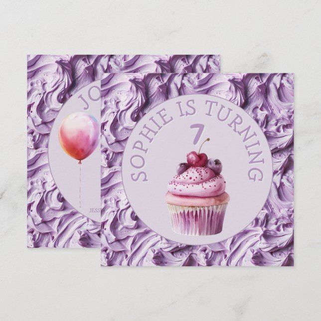 Convites Aniversário do partido Buttercreme (Frente/Verso)