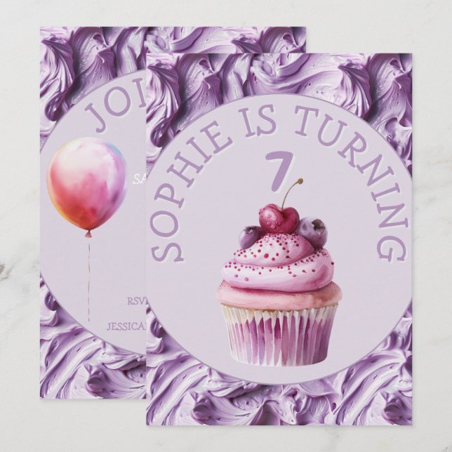 Convites Aniversário do partido Buttercreme (Frente/Verso)