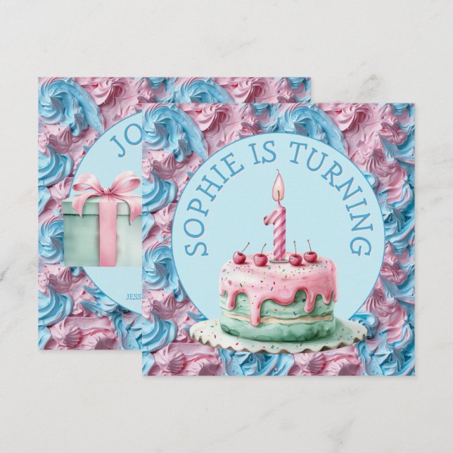 Convites Aniversário do partido Buttercreme (Frente/Verso)