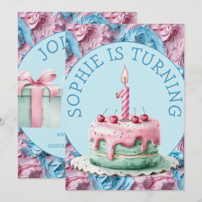 Convites Aniversário do partido Buttercreme (Frente/Verso)