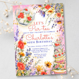 Convites Aniversário do Partido Chá Floral Par Floral Par