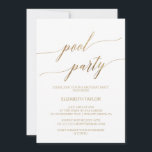 Convites Aniversário do Partido da Piscina da Caligrafia Do<br><div class="desc">Esta elegante carta de convite de aniversário de piscina de caligrafia em ouro é perfeita para um evento simples. A design neutra apresenta uma carta minimalista decorada com a tipografia falsa de ouro romântica e caprichosa. Nota: Este design não apresenta folha de ouro real. É um gráfico de alta qualidade...</div>