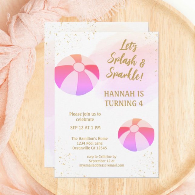 Convites Aniversário do Partido da Piscina de Água Espartos (Criador carregado)