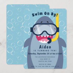 Convites Aniversário do Partido da Piscina de Tubarões