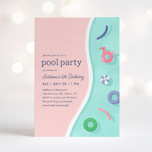 Convites Aniversário do Partido da Piscina de Verão Moderno