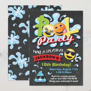 Convites Aniversário do Partido da Piscina Emoji