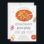 Convites Aniversário do Partido das Pizza Kids Slice de Aqu<br><div class="desc">Prontos para uma festa de aniversário com tema Pizza? Este design apresenta fatias deliciosas de pizza pintadas à mão, revestidas com uma série de ilustrações de toques de boca e a tipografia "Slice Slice Baby". Todo o texto é editável neste convite de aniversário e cartões postais de orçamento também estão...</div>