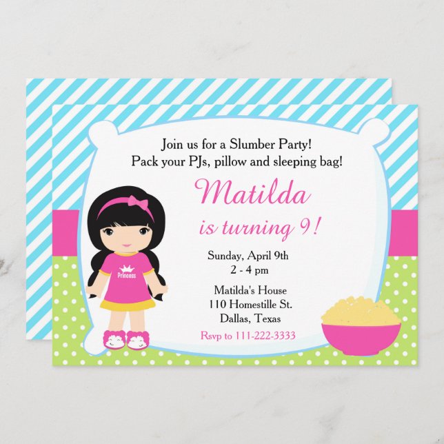 Convites Aniversário do Partido Desmoronador do Cabelo Negr (Frente/Verso)