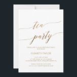 Convites Aniversário do Partido do Chá para Caligrafia Dour<br><div class="desc">Este elegante cartão de convite de aniversário de chá de caligrafia em ouro é perfeito para um evento simples. A design neutra apresenta uma carta minimalista decorada com a tipografia falsa de ouro romântica e caprichosa. Nota: Este design não apresenta folha de ouro real. É um gráfico de alta qualidade...</div>