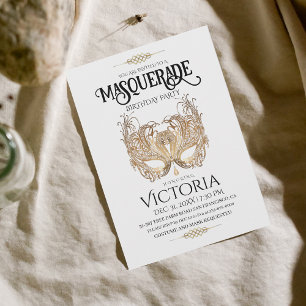 Convites Aniversário do Partido Elegante Dourado do Mascara
