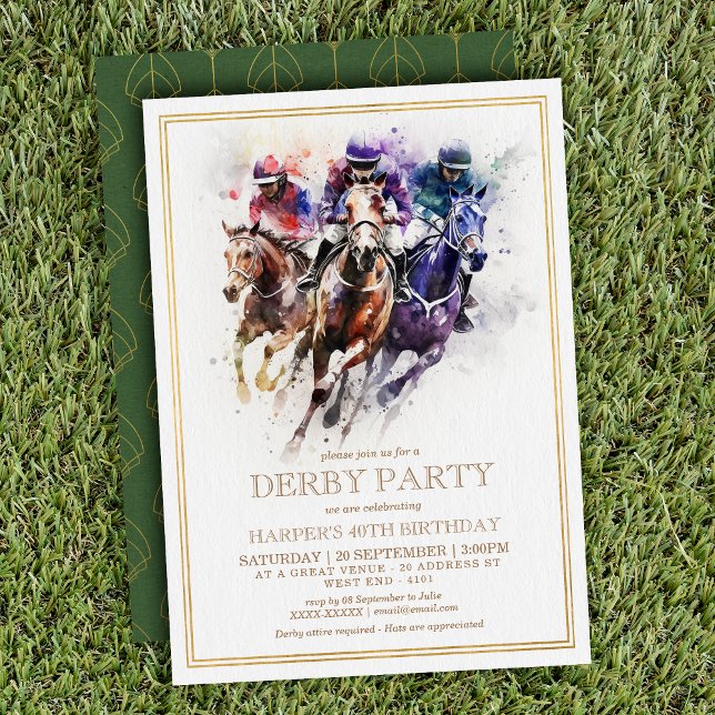 Convites Aniversário do Partido Elegante Race Horse Derby (Saddle up! Join us for a derby extravaganza with our fantastic derby invitation. )