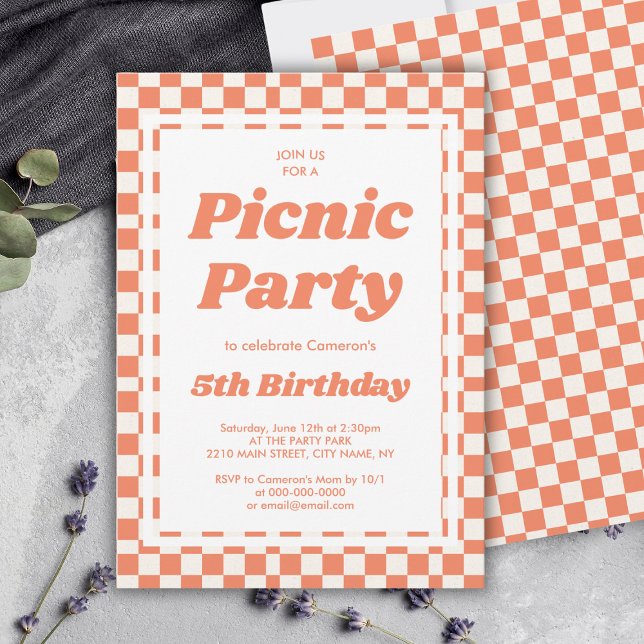 Convites Aniversário do Partido Picônico Moderno (Modern Picnic Party Birthday Invitation
)