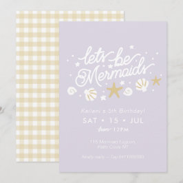 Convites Aniversário do Partido Sereia Lilac & Gingham Girl