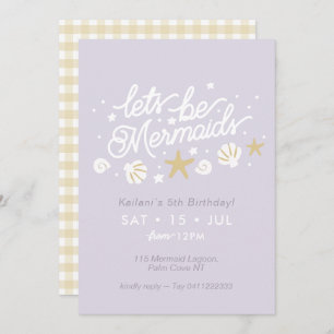 Convites Aniversário do Partido Sereia Lilac & Gingham Girl