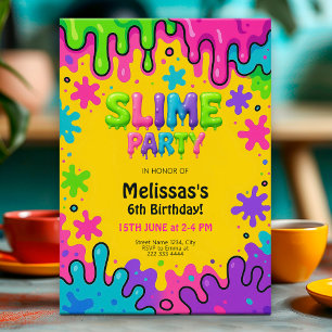 Convites Aniversário do Partido Slime para Crianças, Tema C