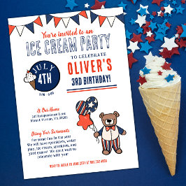 Convites Aniversário do Partido Sorvete do Urso Patriótico