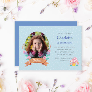 Convites Aniversário do Pastel Blue Floral Wreath