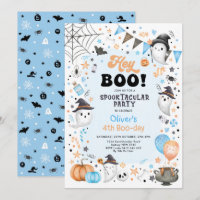 Aniversário do Pastel Blue Orange Halloween Ghost