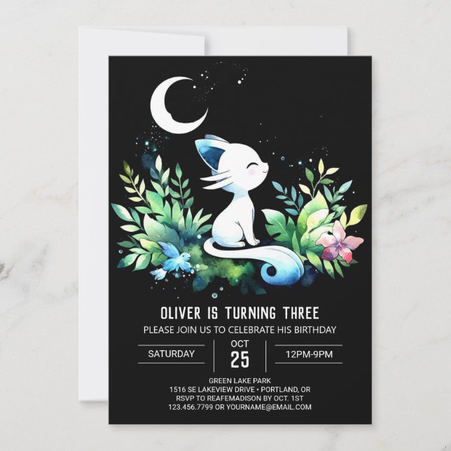 Convites Aniversário do Pastel Elegant Cat (Frente)