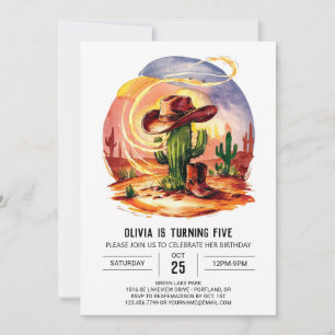 Convites Aniversário do Pastel Wild West Cowboy