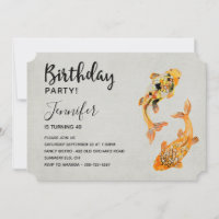 Aniversário do Peixe Koi, na moda Dourado