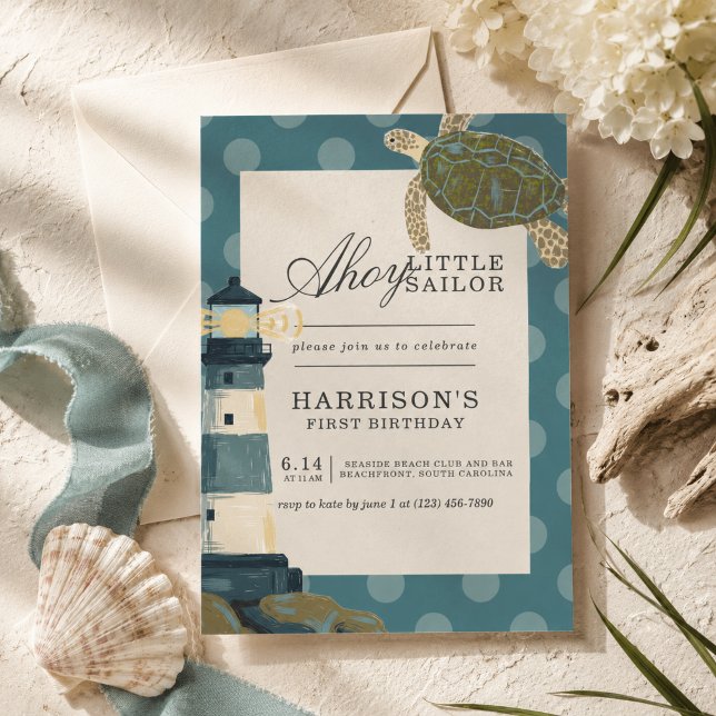 Convites Aniversário do Pequeno Marinheiro (Ahoy Little Sailor First Birthday Invitation)