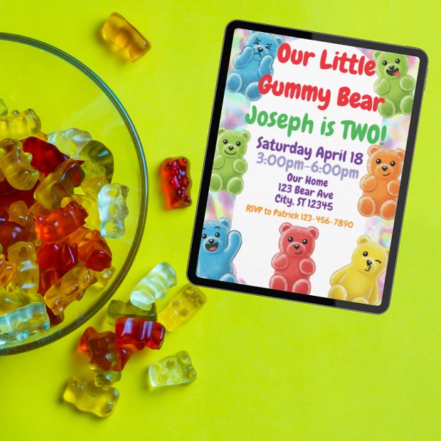 Convites Aniversário do Pequeno Urso Gummy (Criador carregado)