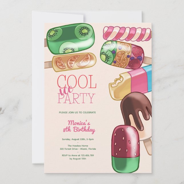 Convites aniversário do picolé legal de água (Frente)