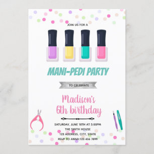 Convites Aniversário do pijama de Mani pedi