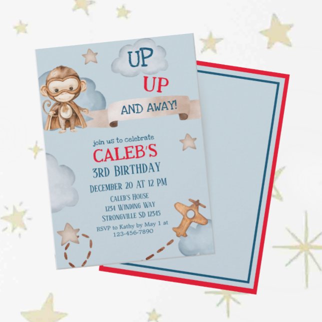 Convites Aniversário Do Piloto De Aviões Para Cima E Longa  (Criador carregado)