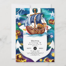 Aniversário do Pirata de Cores Aquáticas para Cria