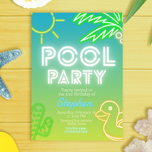 Convites Aniversário do piscina Party (Pool Party Boy Birthday Invitation)
