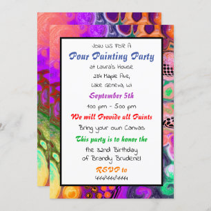 Convites Aniversário do Pour Painting Party