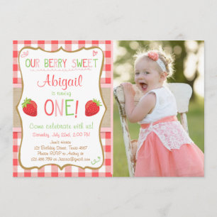 Convites Aniversário do Primeiro Aniversário do Morango Ber
