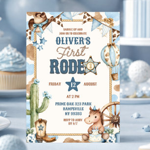 Convites Aniversário do Primeiro Rodeio do Menino Cowboy Az