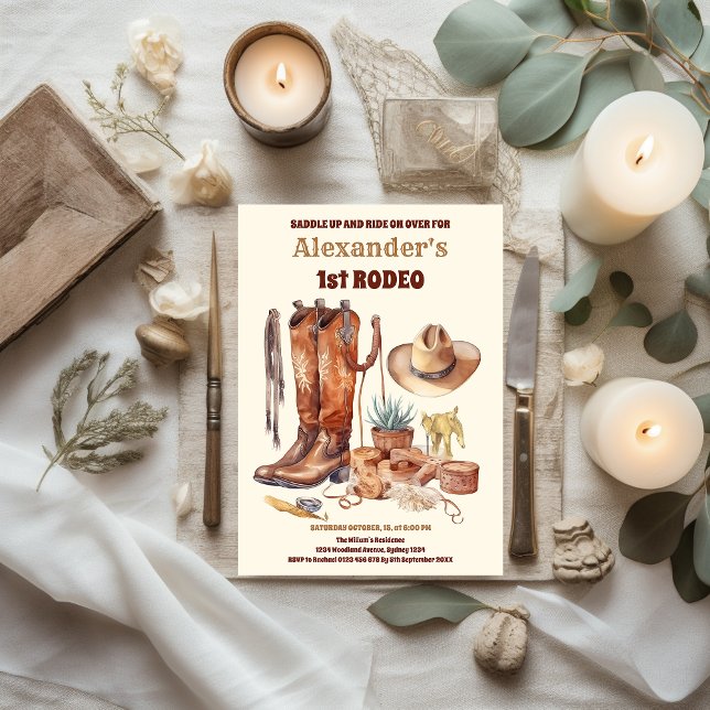 Convites Aniversário do Primeiro Rodeo do Cowboy Ocidental (Criador carregado)
