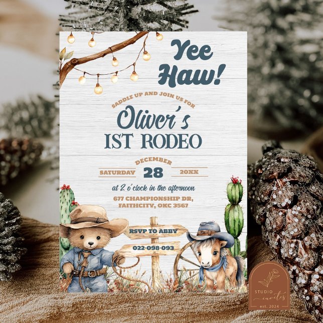 Convites Aniversário do Primeiro Rodeo do Urso do Oeste Yee (Criador carregado)