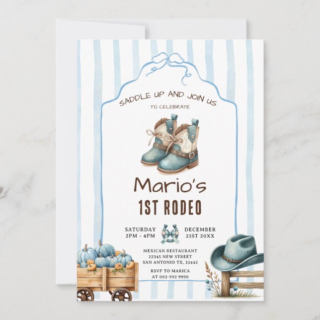 Convites Aniversário do Primeiro Rodeo Pumpkin (Frente)